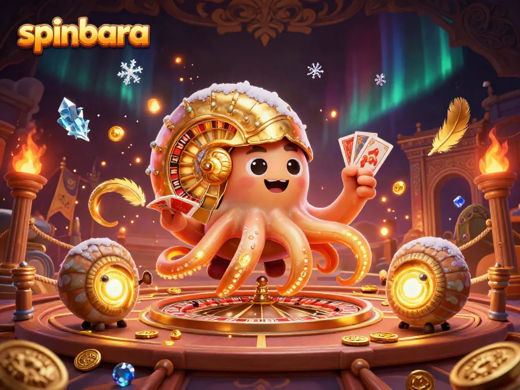 Experience spinbara's thrilling casino atmosphere with vibrant elements and engaging characters.